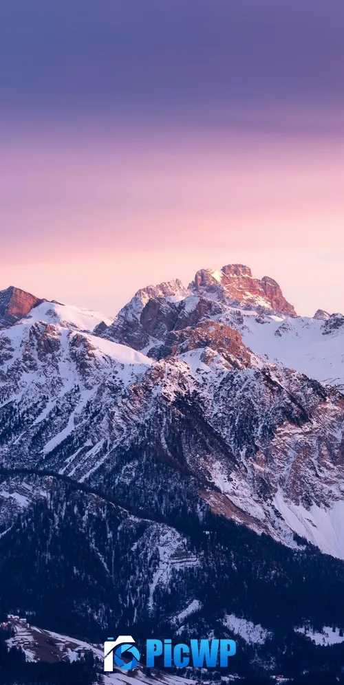 Snow mountains Gradient sky 3K Mobile Wallpaper