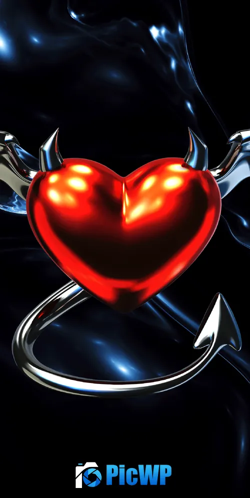 Devil heart Metallic 3K Mobile Wallpaper