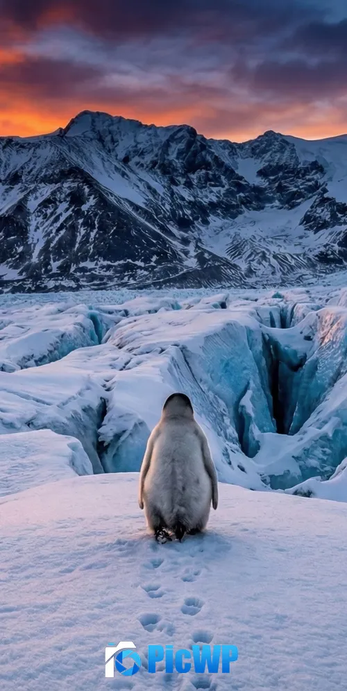 Nihilist penguin Mountains 3K Mobile Wallpaper