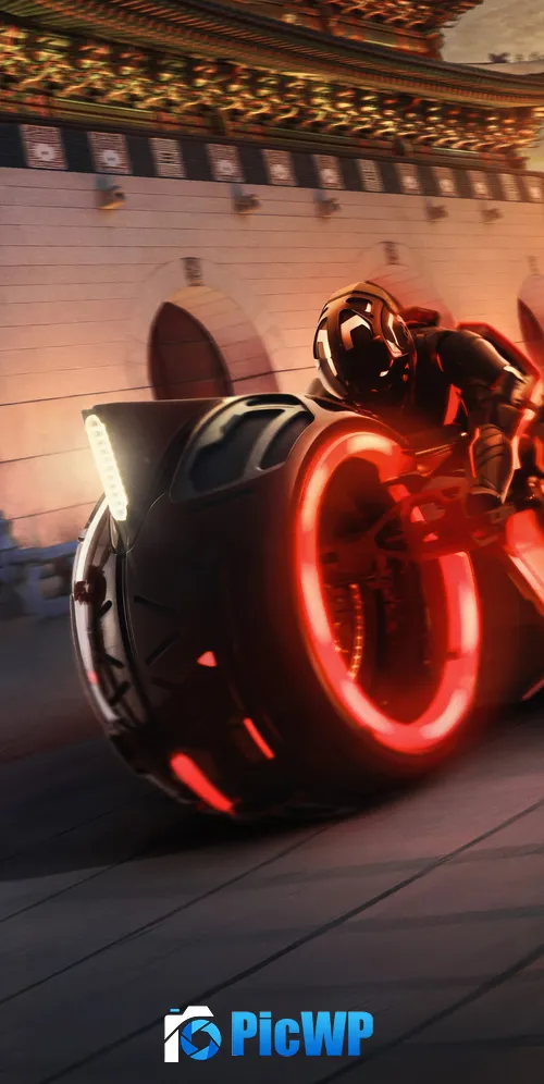 Tron: Ares Light Cycle 3K Mobile Wallpaper