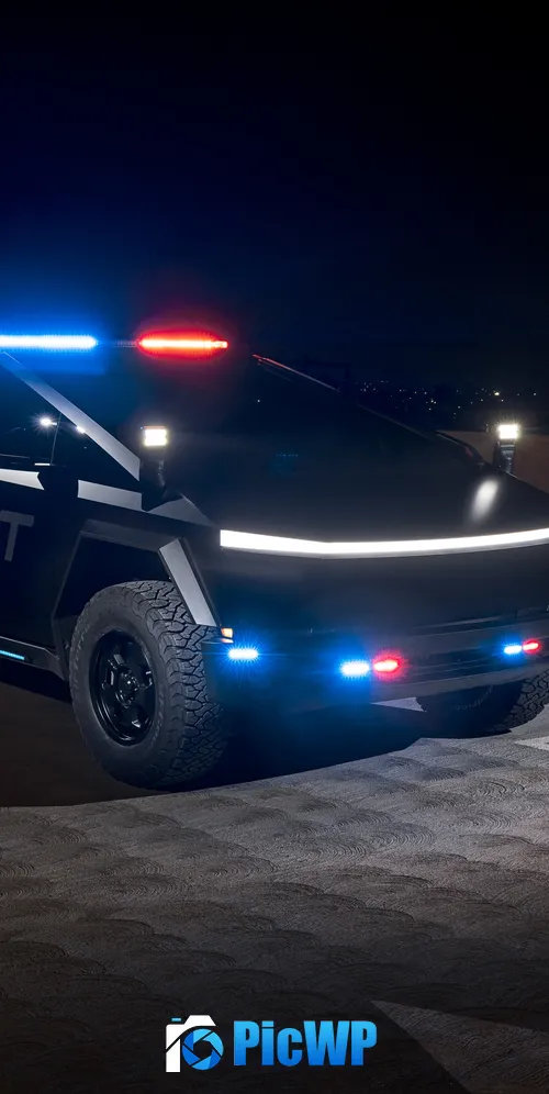 Tesla Cybertruck Patrol 3K Mobile Wallpaper