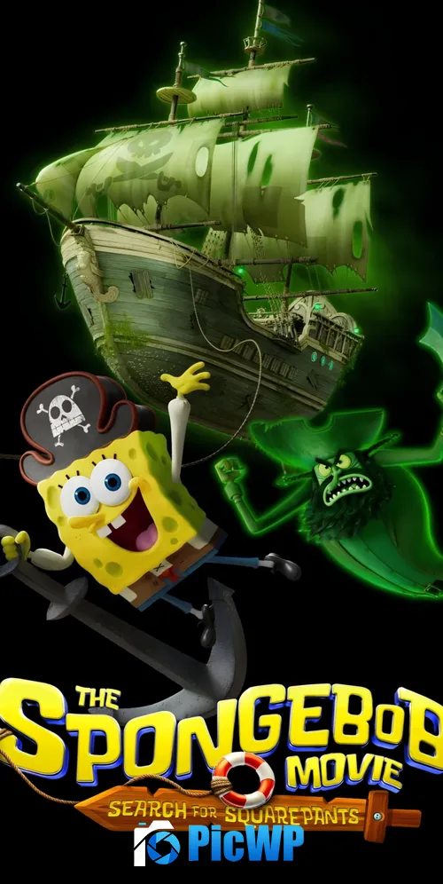 The SpongeBob Movie: Search for SquarePants Black Background 3K Mobile Wallpaper