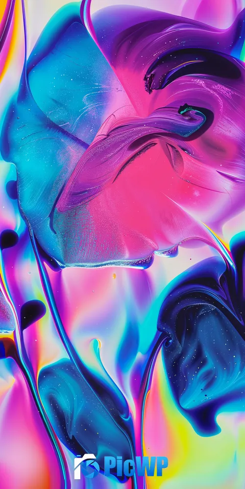 Fluid art Neon colors 3K Mobile Wallpaper