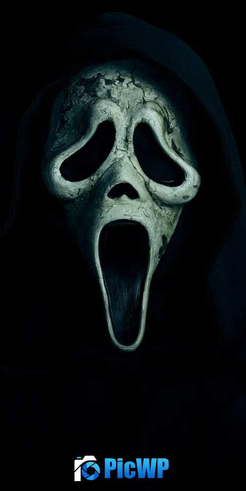 Ghostface Black background 3K Mobile Wallpaper