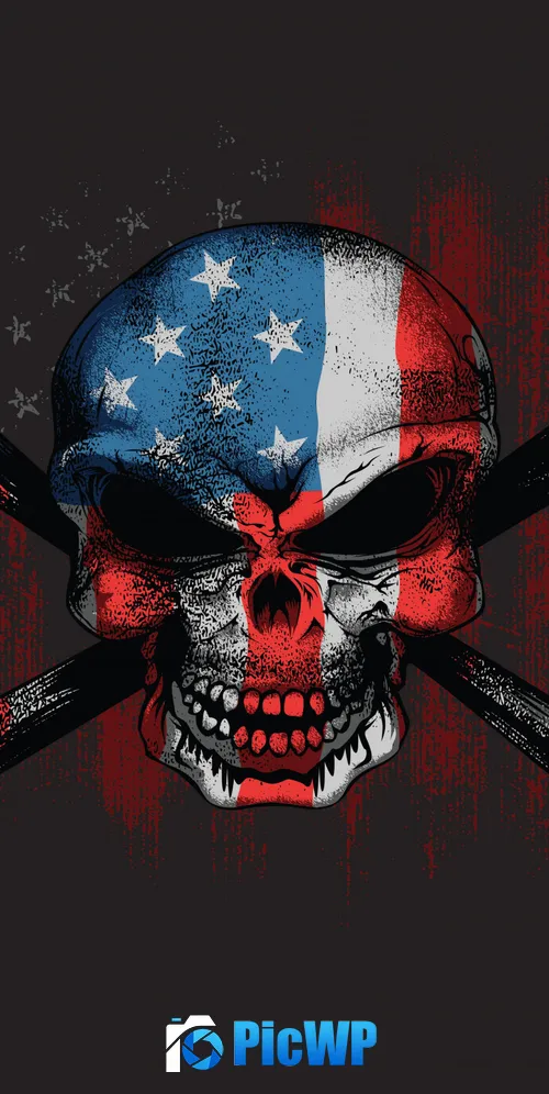 Skull American flag 3K Mobile Wallpaper