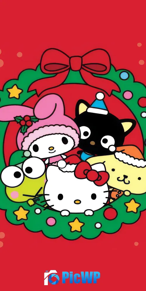Hello Kitty and Friends Christmas decoration 3K Mobile Wallpaper