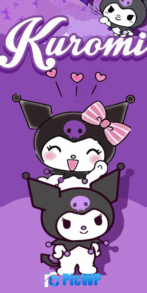 Kuromi Purple background 3K Mobile Wallpaper