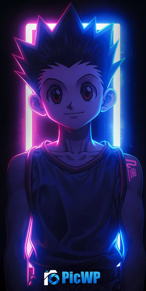 Gon Freecss Neon art 3K Mobile Wallpaper