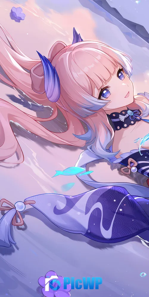 Sangonomiya Kokomi Purple aesthetic 3K Mobile Wallpaper