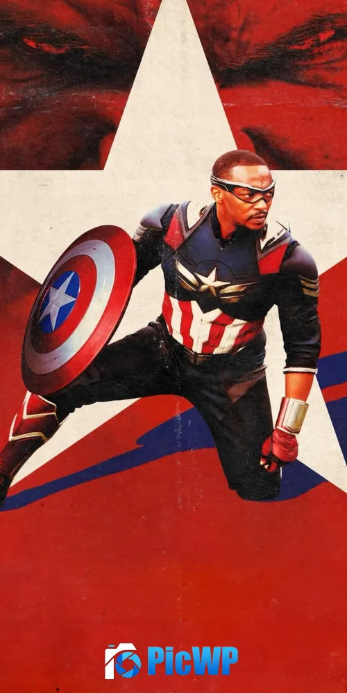 Captain America: Brave New World Red background 3K Mobile Wallpaper