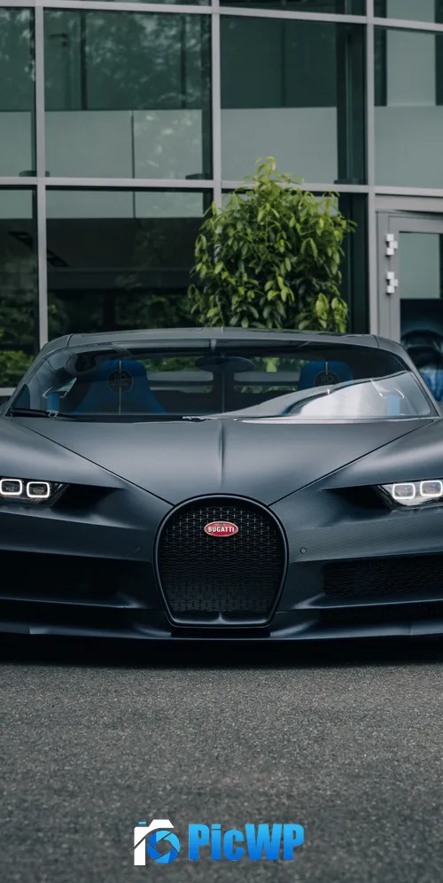 Matte black Bugatti Chiron Sport 3K Mobile Wallpaper