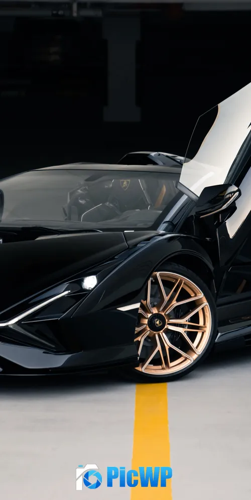Black Lamborghini Sián Roadster 3K Mobile Wallpaper