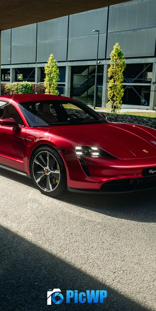 Porsche Taycan Turbo S Red cars 3K Mobile Wallpaper