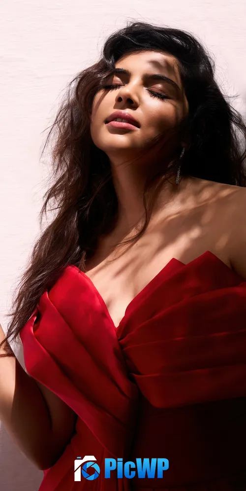 Kalyani Priyadarshan Red dress 3K Mobile Wallpaper