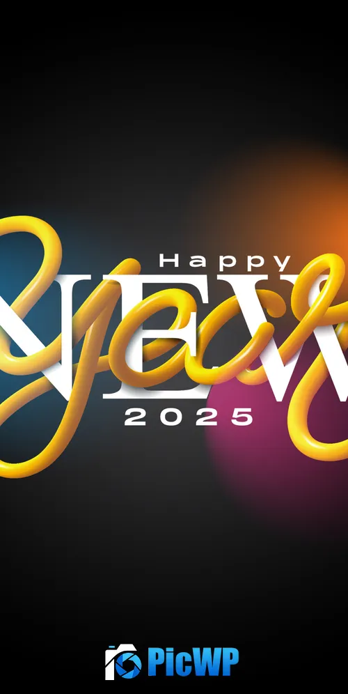 Happy New Year 2025 Dark background 3K Mobile Wallpaper