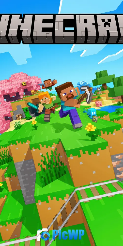 Minecraft Key Art 3K Mobile Wallpaper
