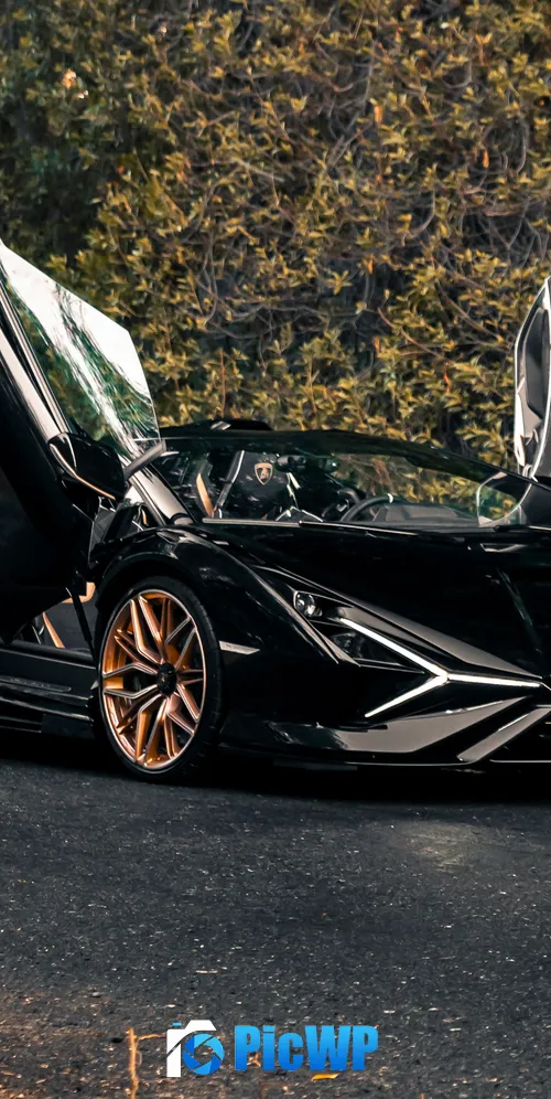 Lamborghini Sián Roadster Black cars 3K Mobile Wallpaper