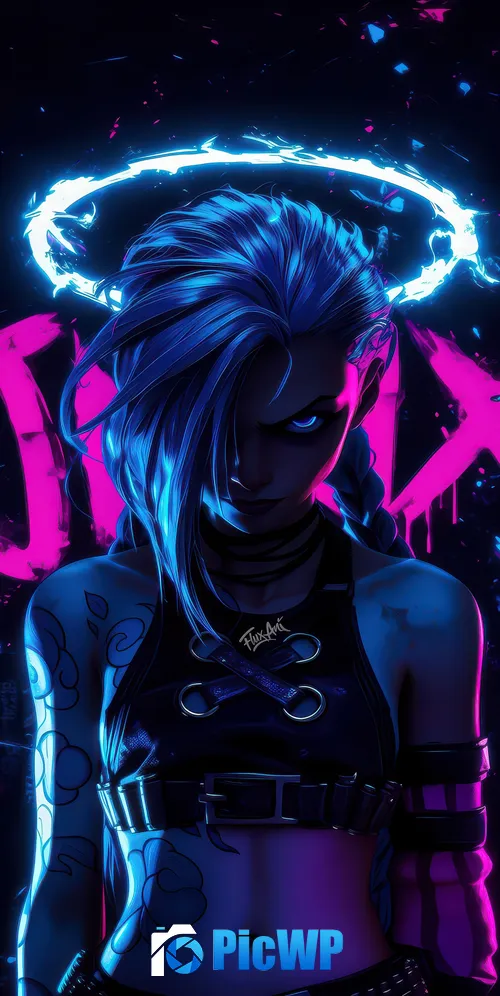 Jinx (Arcane) Neon art 3K Mobile Wallpaper