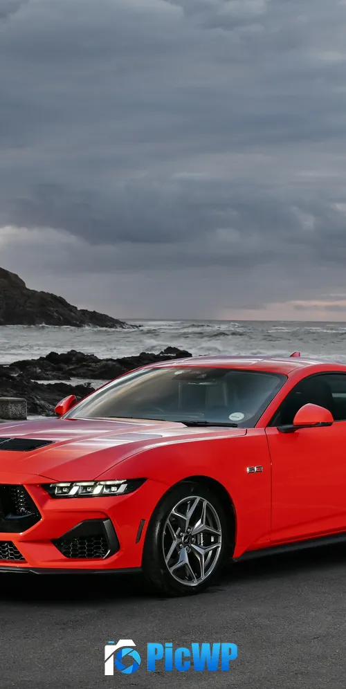Ford Mustang GT Beach 3K Mobile Wallpaper