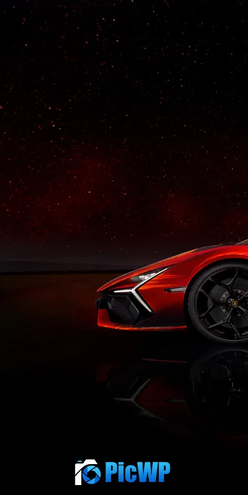 Lamborghini Revuelto Opera Unica Red background 3K Mobile Wallpaper