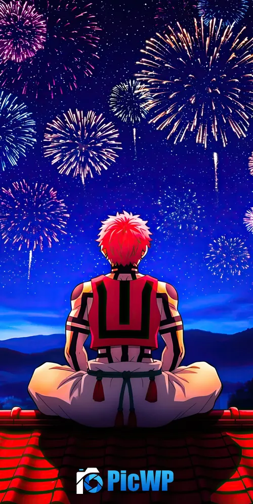 Akaza Fireworks 3K Mobile Wallpaper