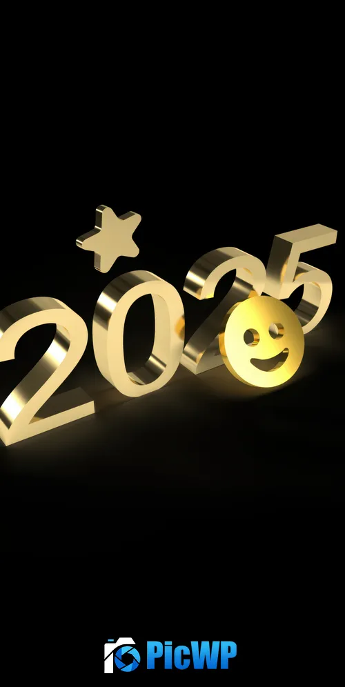 2025 New Year Smiley 3K Mobile Wallpaper