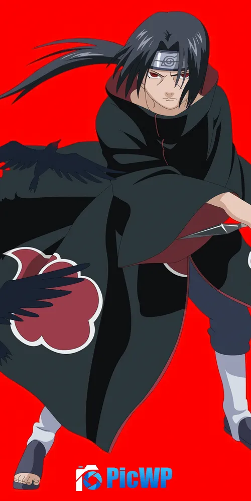 Itachi Uchiha Red background 3K Mobile Wallpaper