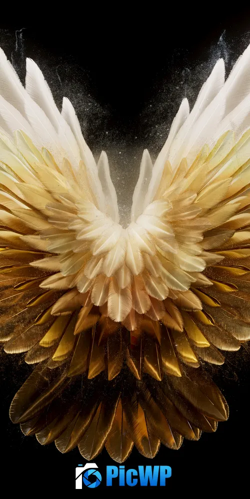 Angel wings Golden yellow 3K Mobile Wallpaper
