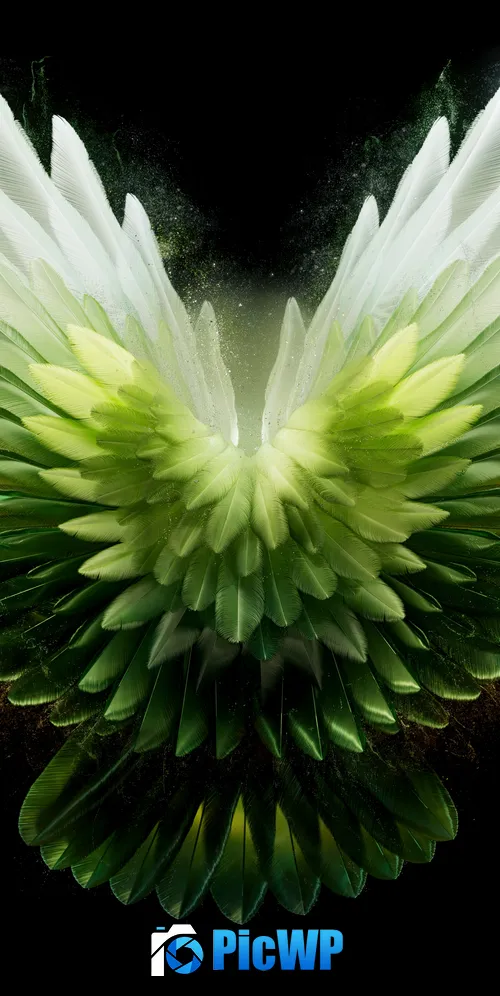 Angel wings Green aesthetic 3K Mobile Wallpaper