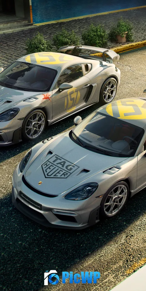 Porsche 718 Cayman GT4 RS TAG Heuer x Porsche 3K Mobile Wallpaper
