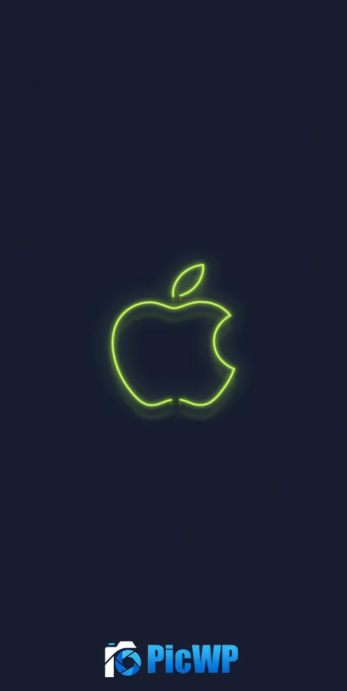 Green Apple logo Neon sign 3K Mobile Wallpaper