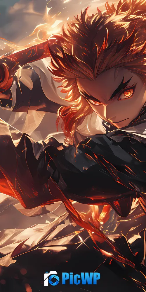 Demon Slayer: Kimetsu no Yaiba Kyojuro Rengoku 3K Mobile Wallpaper