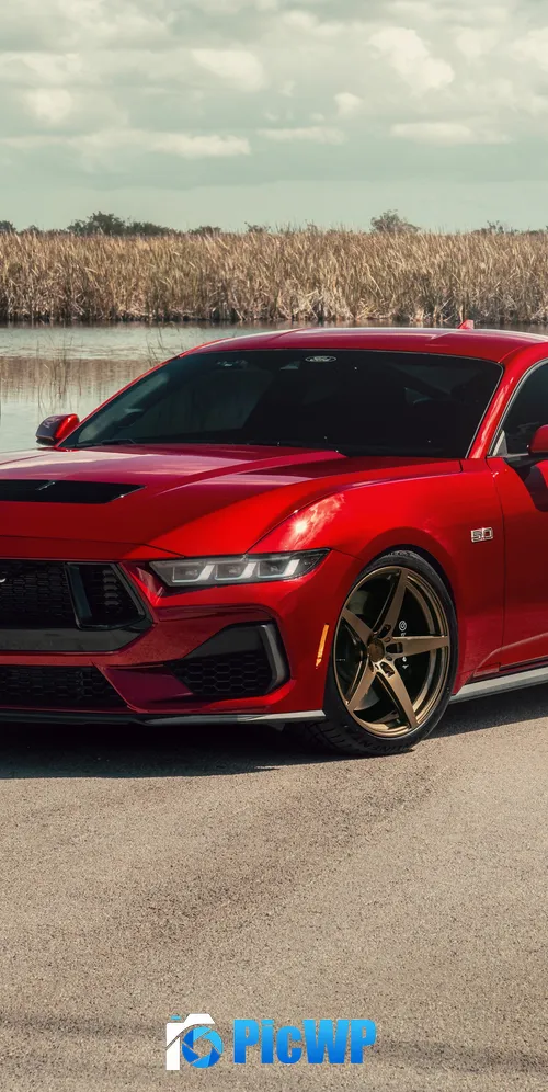 Red Ford Mustang GT 3K Mobile Wallpaper