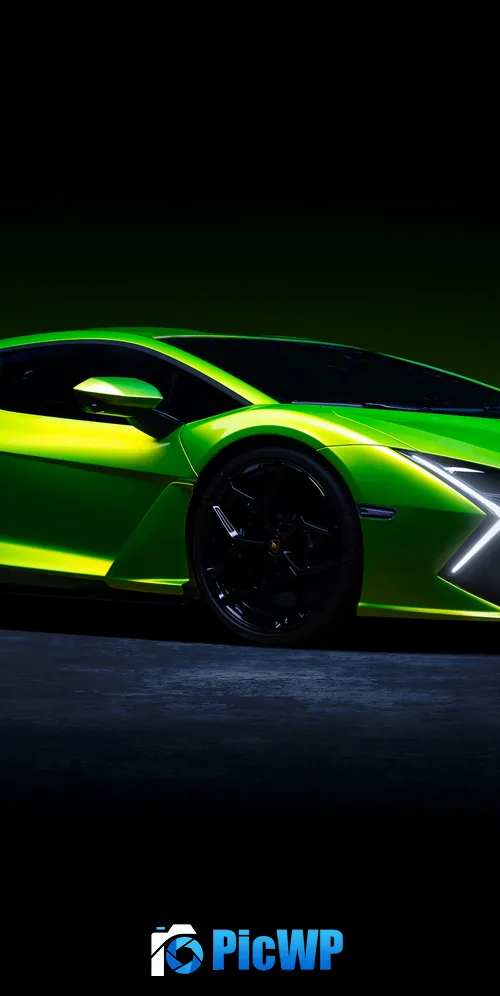 Lamborghini Revuelto Green aesthetic 3K Mobile Wallpaper