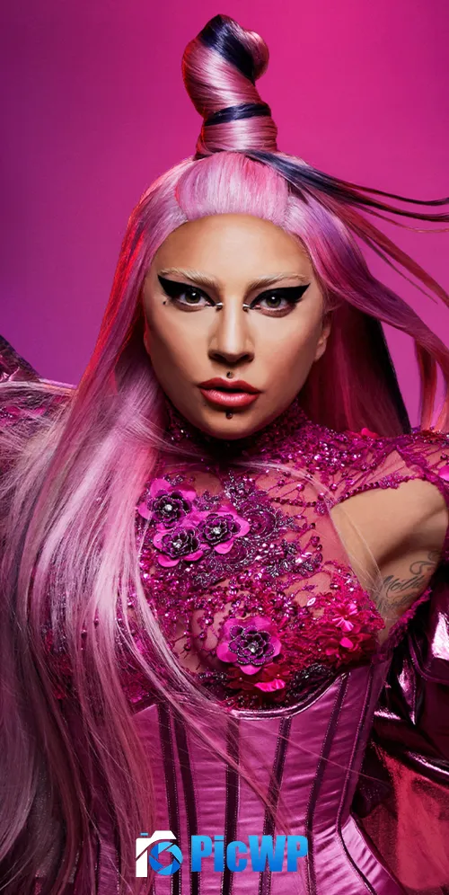 Lady Gaga Pink background 3K Mobile Wallpaper