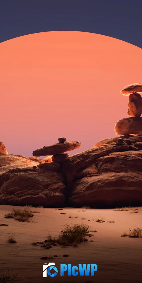 Balancing rocks Sunset 3K Mobile Wallpaper