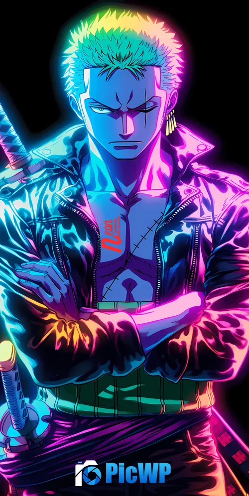 Roronoa Zoro Neon glow 3K Mobile Wallpaper