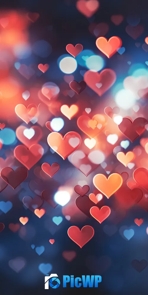 Love hearts Bokeh Background 3K Mobile Wallpaper