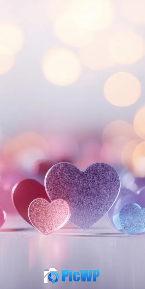 Glossy Love hearts 3K Mobile Wallpaper