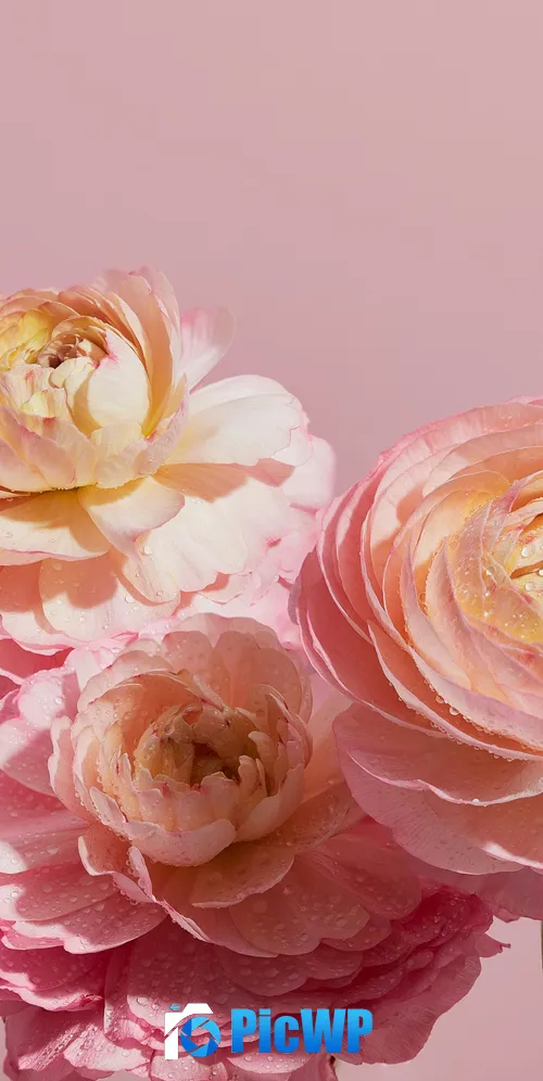 Ranunculus flowers Pink aesthetic 3K Mobile Wallpaper