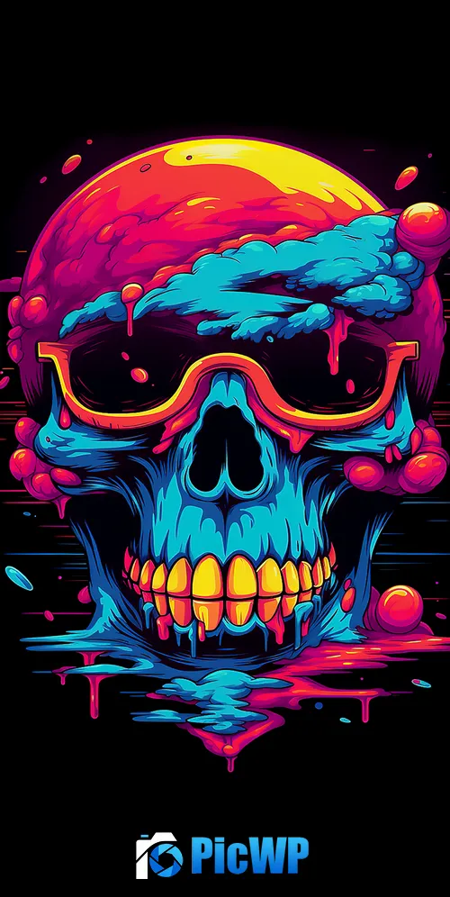 Colorful Skull 3K Mobile Wallpaper