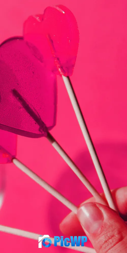 Pink hearts Lollipop 3K Mobile Wallpaper