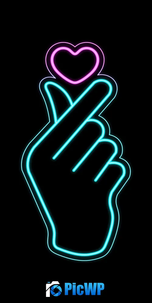 Glowing Finger heart 3K Mobile Wallpaper
