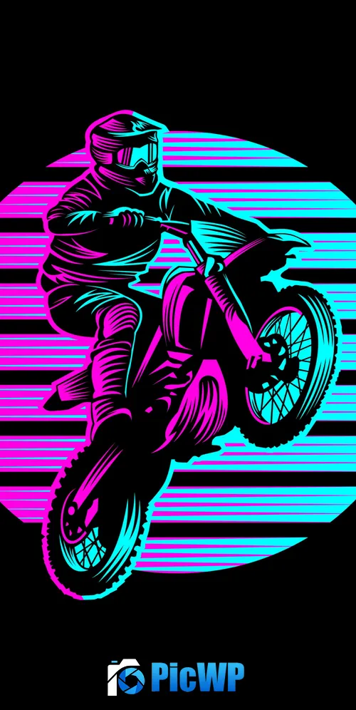 Motocross Motorcycle Neon art 3K Mobile Wallpaper