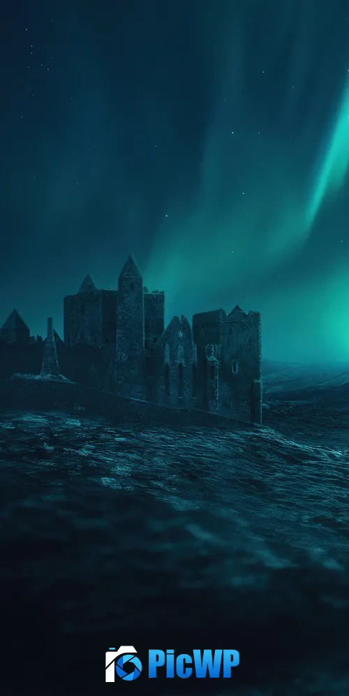 Castle Aurora Borealis 3K Mobile Wallpaper