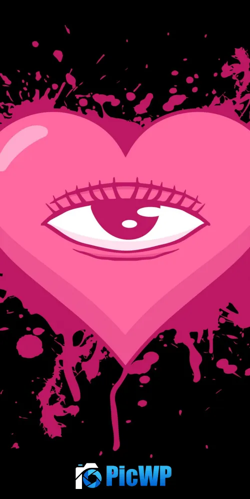 Weirdcore Pink Heart 3K Mobile Wallpaper