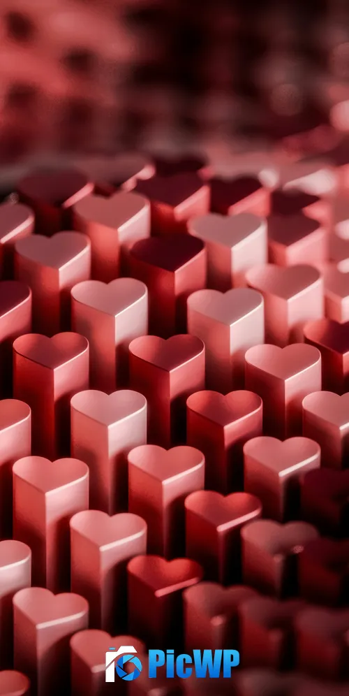 Love hearts 3D background 3K Mobile Wallpaper