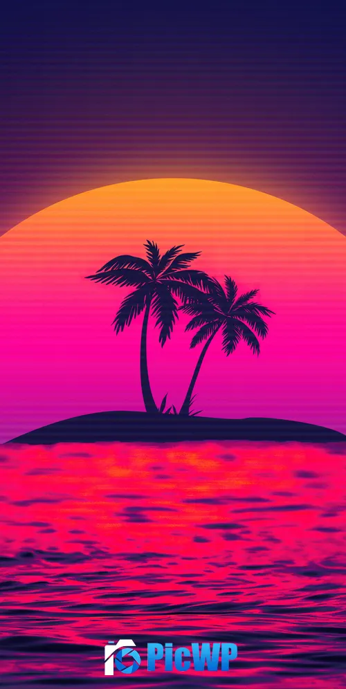 Vaporwave Sunset 3K Mobile Wallpaper