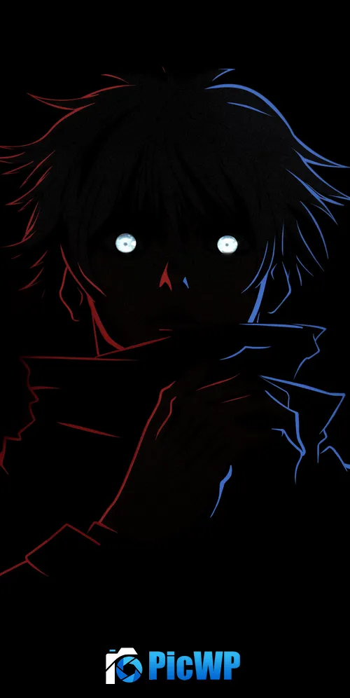 Satoru Gojo Minimalist Black background  3K Mobile Wallpaper