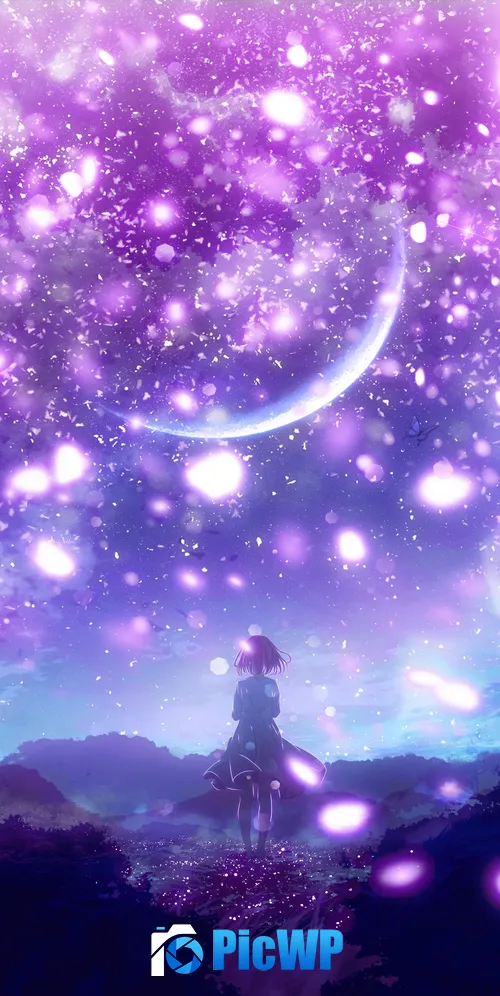 Anime girl Purple aesthetic 3K Mobile Wallpaper